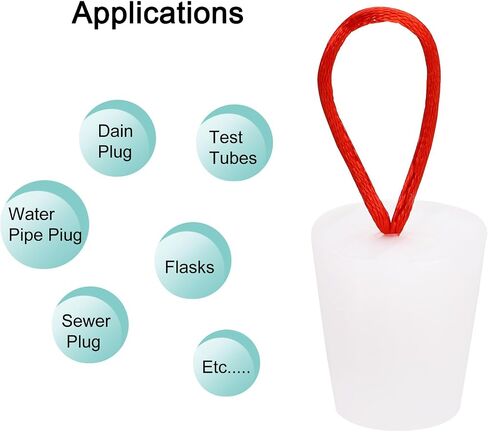 MECCANIXITY Silicone Rubber Tapered Plug 15 to 20mm Solid Bathtub Bungs Stopper with Handle for Test Tubes, Water Pipe, Drainage Hole, White 6 Pieces in Saudi Arabia