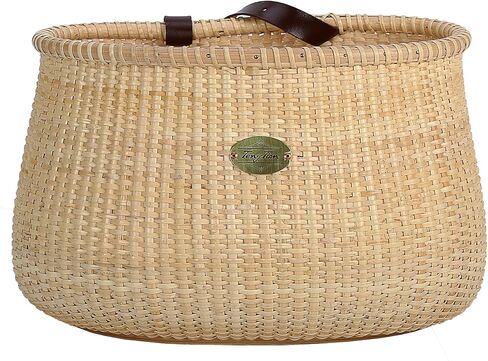 Bicycle Basket Cane Woven Copper Leather Straps and Buckle with Basket Rattan Baskets for Wall Rattan Baskets for organizing in Saudi Arabia
