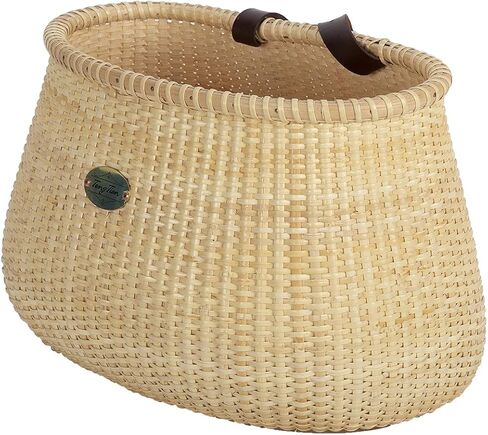Bicycle Basket Cane Woven Copper Leather Straps and Buckle with Basket Rattan Baskets for Wall Rattan Baskets for organizing in Saudi Arabia