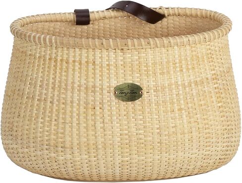 Bicycle Basket Cane Woven Copper Leather Straps and Buckle with Basket Rattan Baskets for Wall Rattan Baskets for organizing in Saudi Arabia