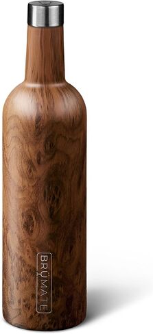 BrüMate Winesulator 25 Oz Triple-Walled Insulated Wine Canteen Made of Stainless Steel, 24-Hour Temperature Retention, Shatterproof, Comes with Silicone Transfer Funnel (Walnut) in Saudi Arabia