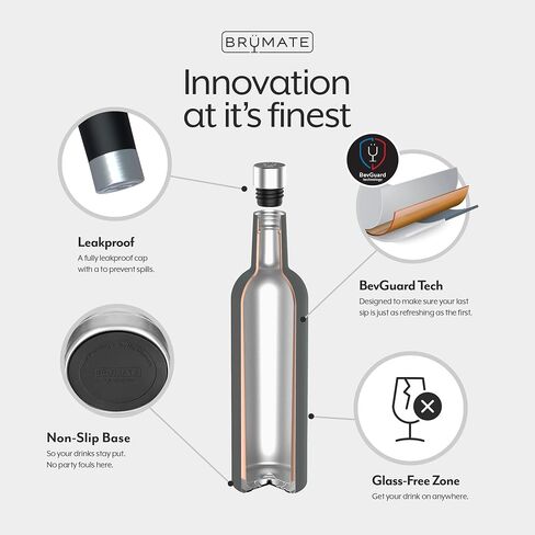 BrüMate Winesulator 25 Oz Triple-Walled Insulated Wine Canteen Made of Stainless Steel, 24-Hour Temperature Retention, Shatterproof, Comes with Silicone Transfer Funnel (Walnut) in Saudi Arabia