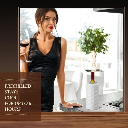 2 قطعة مبرد زجاجة النبيذ مزدوج الجدار المحمول الشمبانيا برودة فراغ معزول النبيذ برودة دلو الفولاذ المقاوم للصدأ النبيذ برودة كم النبيذ الملحقات هدية للنساء الرجال النبيذ عازل in Kuwait