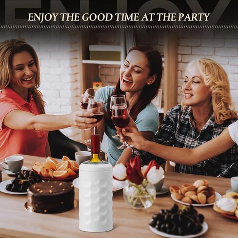 2 قطعة مبرد زجاجة النبيذ مزدوج الجدار المحمول الشمبانيا برودة فراغ معزول النبيذ برودة دلو الفولاذ المقاوم للصدأ النبيذ برودة كم النبيذ الملحقات هدية للنساء الرجال النبيذ عازل in Kuwait