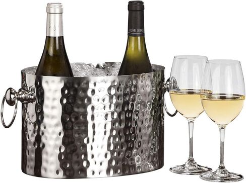 2-Bottle Wine Chiller Ice Bucket | Keeps Wine & Champagne Bottles Cold Without Touching Ice | Handcrafted Artisan Design | Patented Technology | Gold in Saudi Arabia