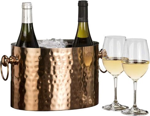 2-Bottle Wine Chiller Ice Bucket | Keeps Wine & Champagne Bottles Cold Without Touching Ice | Handcrafted Artisan Design | Patented Technology | Gold in Saudi Arabia