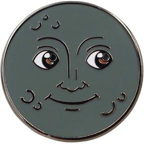 New Moon Enamel Pin by Real Sic - Moon Lapel Pin - Sneaky Moon Emoji Pin for Jackets, Backpacks, Bags, Hats & Tops