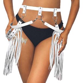 Asooll Punk Leather Women Belts Tassel Fashion Waist Belts Nightclub Party Rave Accessories Belts for Women and Girls