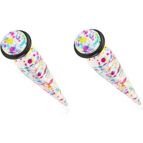 Plugs Earrings Solid Acrylic Printed Paint Splatter Fake Taper Faux Plug 16g Sold as Pair HO1813
