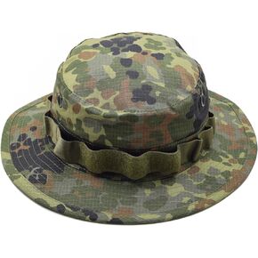 قبعة Boonie بنمط الجيش الألماني، قبعة Tacgear Military Flecktarn المموهة، حافة واسعة Ripstop