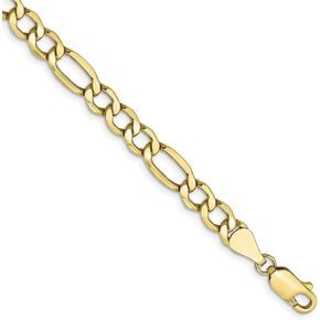 10K Yellow Gold 5.75mm Semi-Solid Figaro Chain ~ length: 7 inches