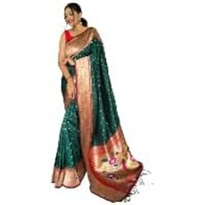 Rang Priya Green Color Paithani Silk Woven Saree with unstitched blouse