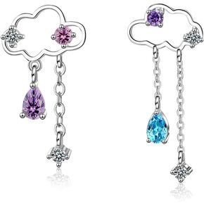 Cloud Dangle Drop Earrings Sparkle Glitter Crystal Teardrop Statement Earrings for Women Girls Christmas Ear Jewelry Gifts