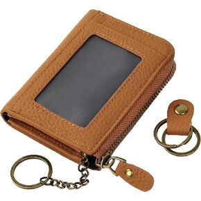 kilofly Genuine Leather Card Slot ID Holder Wallet + Keychain Cable Organizer