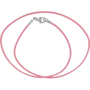 Sterling Silver 1.8mm Fine Pink Leather Cord Necklace