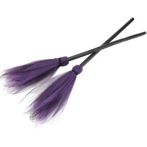 IMIKEYA 2pcs Halloween Witches Broom Halloween Costume Broomstick Props Dress Up for Cosplay Party (Random Color)
