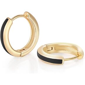 Small Hoop Earrings for Women, 18K Gold Plated Mini Enamel Huggie Earrings Hypoallergenic Cartilage Huggie Hoops Boho Jewelry Gift for Girls