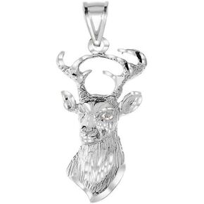 Claddagh Gold Textured Buck Deer Head Fine Pendant Necklace Real Solid .925 Sterling Silver in Kuwait