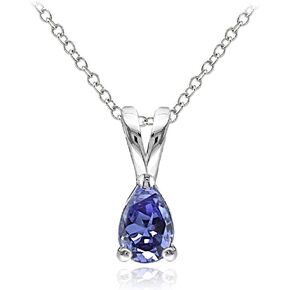 GemStar USA Sterling Silver Genuine Tanzanite Small Dainty Solitaire Necklace