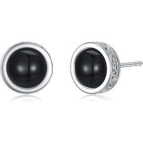 925 Sterling Silver Black Onyx Stud Earrings For Men Women Celtic Knot Earrings Cool Punk Earrings Jewelry Gifts for Him Boys Boyfriend Husband Son Birthday Anniversary Valentines Day