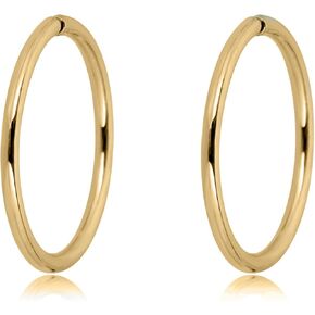AVORA 10K Gold 10mm Endless Continuous No-Gap Polished Hoop Earrings for Girls and Women - Yellow or White Gold in Saudi Arabia