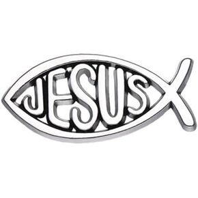 Jesus Fish Brooch Silver Tone Cartoon Fish Pin Christian Jewelry Lapel Pin Popular with Christian Bikers Marine Animal Brooch Enamel Pin Badge Christ Savior Gold Tone Religious Lapel Pin Gift
