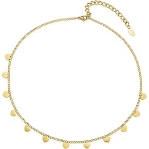 PALBOA Gold Dangling Heart charms Necklaces Gold Necklace for Women Dainty Gold Necklace Gold Dangle Choker Necklaces 18K Gold Plated Necklaces Gifts for Women Adjustable