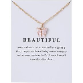 Cute Acrylic Butterfly Pendant Necklace Choker Colorful Adjustable Card Clavicle Layered Lace Chain Retro Animal Insect Necklace for Women Girls Sister Mom Friend Party Gift Unique Friendship Jewelry