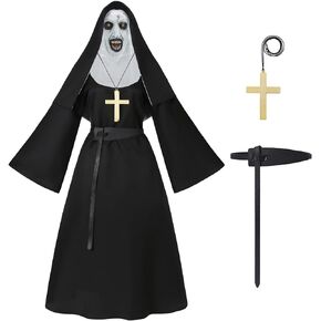 Adult Nun Costume Women Horror Halloween Costume Movie Religious Medieval Robe Mother Sister Cosplay with Scary Mask