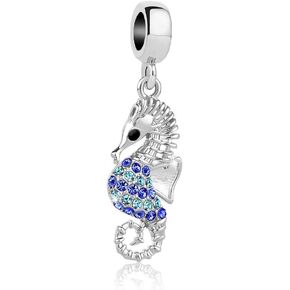 QueenCharms Cute Dangle Seahorse Charm Sea Horse Beads For Bracelets