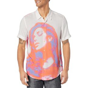 GUESS Men's Short Sleeve Eco Rayon Shirt, Girl Print