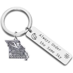 JJTZX Always Under the Same Sky US State Keychain Long Distance Map Keychain Graduation Gift between Best Friends