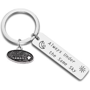 JJTZX Always Under the Same Sky US State Keychain Long Distance Map Keychain Graduation Gift between Best Friends