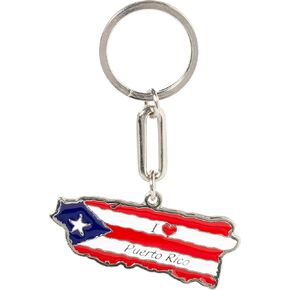 I Love (Heart) Puerto Rico Flag Map Keychain