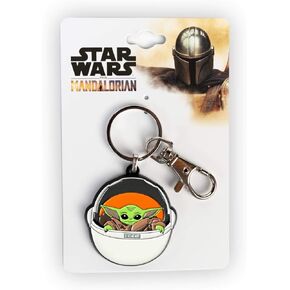 Star Wars: The Mandalorian The Child Collector Keychain Pendant | Official Star Wars Collectible Enamel Pendant Keychain | Baby Yoda in Carriage | Measures 1.5 Inches