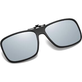 OopsMi Clip-on Sunglasses Polarized Unisex Anti-Glare Driving Glasses Flip Up Design For Prescription Glasses (Black Lens)