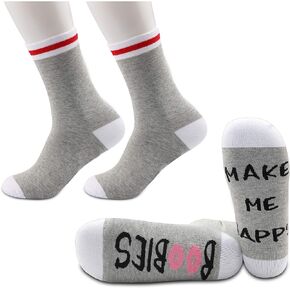 JXGZSO 2 Pairs Boobies Inspired Gift Boobies Socks Boobs Lover Socks Boobies Make Me Happy Socks Funny Joke Gift