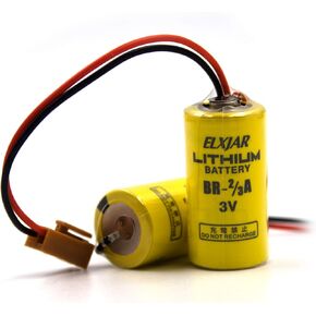 (2-Pack) 3V 1200mAh BR-2/3A Lithium Battery Replacement for PANASONIC BR-2/3ASSP Batteries, Omron Instrument, Water Meter, Gas Meter, CNC Machine, PLC Machine, etc