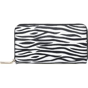 Daisy Rose Women’s Zip-Around Wallet & Phone Clutch with RFID Blocking, PU Vegan Leather (Leopard)