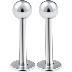 bodyjewellery 2pcs 18g Labret Lip Steel Stud Monroe Cartilage Tragus Helix Snake Bites Conch Spider Bites Piercing Ball BBDO Pick Size
