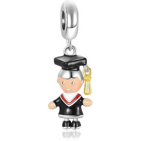 Graduation Boy and Girl Diploma Charm for Graduate Compatible with Pandora Charms Bracelets