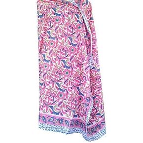 Pure Cotton Hand Block Print Sarong Womens Swimsuit Wrap Cover Up Long (73" X 44"), Multi, 73 X 44 Inch