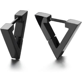 Plain Flat Open Triangle Huggie Hinged Hoop Earrings for Men Women, Stainless Steel, 2pcs