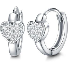 Sterling Silver Cubic Zircon Huggie Earrings for Men CZ Simulated Small Thick Sparkle Hypoallergenic White Gold Plated CZ Hoop Men's Earrings for Women Teen Girls Jewelry Birthday Christmas Gifts