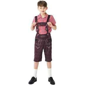 IBTOM CASTLE Toddler Boys Oktoberfest Costume Lederhosen Shorts German Bavarian Halloween Beer Festival Dress Up Outfit Set