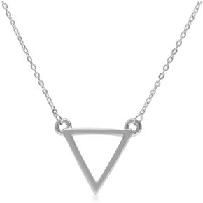 Silvershake White Gold Plated or 18K Yellow Gold Plated 925 Sterling Silver Hexagon or Triangle Geometric Minimalist Pendant with 16-17 - 18 Inch Adjustable Chain Necklace Jewelry for Women or Teens