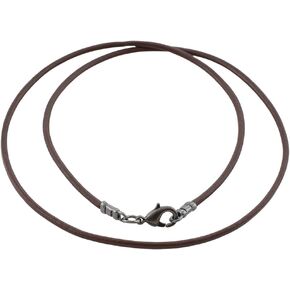 DragonWeave Gunmetal 1.8mm Fine Brown Leather Cord Necklace
