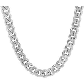 Verona Jewelers Stainless Steel Silver Cuban Curb Chain Chain Necklace, 4.5mm -11mm, Mens Thick Heavy Duty Curb Chain Necklaces, 16 18 20 22 24 26 28 30