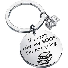 BEKECH Book Lover Gift Bookworm Gift If I Can't Take My Book I'm Not Going Reading Book Jewelry