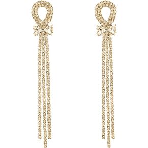Rhinestone Tassel Earrings for Women Gold Silver Sparkly Long Tassel Earrings Wedding Party Prom Earrings Bling Crystal Dangle Drop Earrings Cubic Zirconia Crystal Statement Chandelier Earrings Wedding Birthday Party Jewelry Gifts